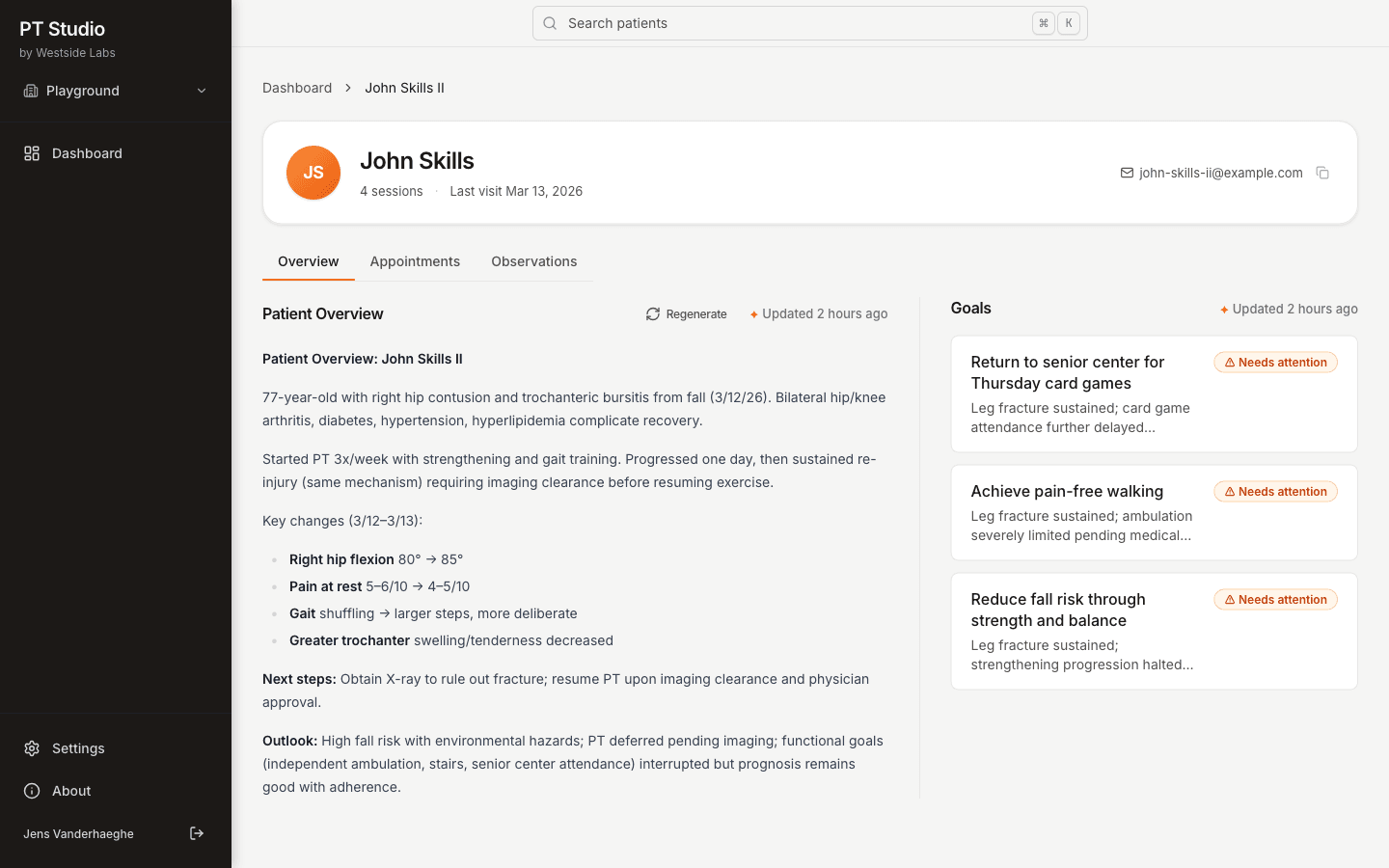 PT Studio app screenshot